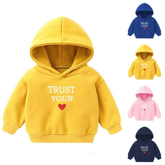 Jinhomg Toddler Sweatshirt for Boys Girls Long Sleeve Letter Print Hooded Tops Fall Winter Thermal Cozy Sweatshirts Seasonal Sale Pink 6 Years