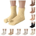 thumbnail image 1 of Jinhomg Toe Socks for Women Soft Cozy Sherpa Fleece Five Fingers Slipper Socks Fall Winter Warm Mid Calf Carpet Socks Lounge Wear Today's 90 off Clearance Sale Yellow Free Size, 1 of 8