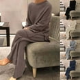 thumbnail image 1 of Jinhomg Trendy 2 Piece Outfits for Women Casual Loose Knit Lounge Set Plus Size Comfy Long Sleeve Top and Straight Leg Pants Prime Day 2025 Clearance Gray XXXL, 1 of 8