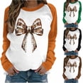 thumbnail image 1 of Jinhomg Trendy Fall Sweatshirts for Women Cute Bowtie Graphic Lounge Tops Plus Size Casual Comfy Long Raglan Sleeve Pullovers Summer Saving Brown M, 1 of 1