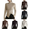 thumbnail image 1 of Jinhomg Trendy Fleece Shirt for Women Fall Dressy Casual Solid Pullovers Thermal Comfy Long Sleeve Mock Neck Loungewear Tunic Tops White S, 1 of 6