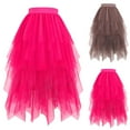 thumbnail image 1 of Jinhomg Tulle Skirts for Women Flowy Elastic High Waist Midi Skirt Irregular Layered A-Line Mesh Tutu Skirts 2025 Fashion Wedding Party Skirts Brown XL, 1 of 4