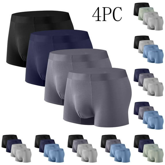 Jinhomg Underwear for Men Pack 4 PC Anti-Bacterial Quick Dry Boxer Briefs Moisture-Wicking Seamless Modal Boxers with Ball Pouch Light Blue XXXXL