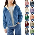 thumbnail image 1 of Jinhomg Unisex Boys Girls Fleece Jacket Winter Warm Sherpa Lined Zip Up Sweatshirt Kid's Hoodie Outerwear Khaki 130, 1 of 8