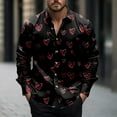 thumbnail image 1 of Jinhomg Valentines Shirts for Men Relaxed Fit Long Sleeve Button Down Shirts Casual Comfy Lapel Collar Vacation Dating Heart Print Tops Sales Today Clearance Black M, 1 of 5