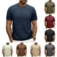 thumbnail image 1 of Jinhomg Vintage Mens T Shirts Dressy Casual Solid Color Waffle Tees Lightweight Comfy Short Sleeve Crew Neck Pullover 2025 Spring Summer Tops Blue XL, 1 of 7