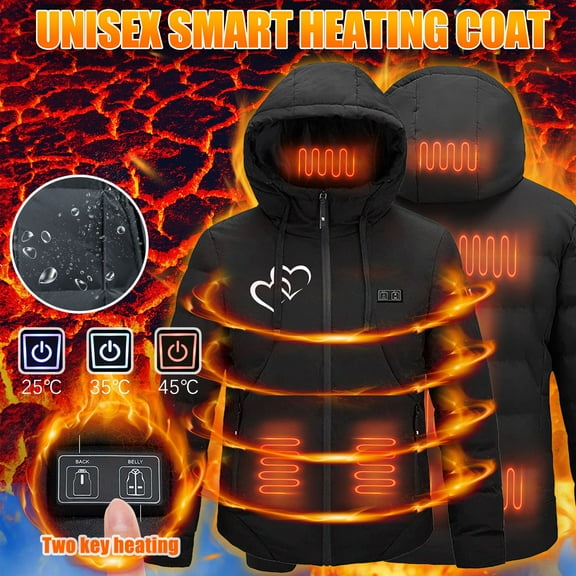 Jinhomg Warm Puffer Coat for Women Waterproof Windproof 9 Heated Zones Heating Jacket Heavyweight Comfy USB Electric Heated Hoodies Without Battery Green L