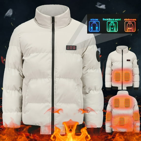 Jinhomg Warm Puffer Jacket for Women Winter Comfy 7 Heated Zones Heating Coats Unisex Plus Size Hooded Down Jacket Without Battery 90 Percent off Clearance Sale Black L