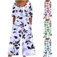 thumbnail image 1 of Jinhomg Wide Leg Jumpsuits for Women 2026 Summer Dressy Floral Print One Piece Outfits Loose V Neck Short Sleeve Casual Rompers Light Blue L, 1 of 6