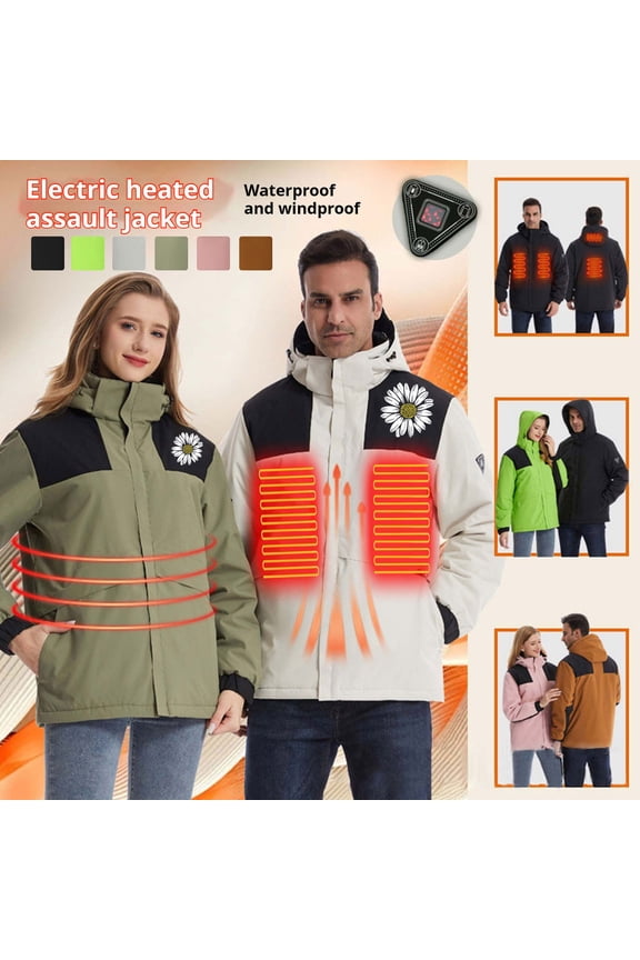 Winter Coat for Women 2025 Thermal 4 Heated Zones Heating Jacket Unisex Comfy Smart Electric Heated Coats and Detachable Hood Without Battery Limited Time 90 off Clearance Sale Army Green XXL