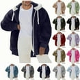 thumbnail image 1 of Jinhomg Winter Fleece Jacket Men Plus Size Zip Up Sherpa Jacket Hoodies Winter Warm Faux Fur Coats with Pockets Army Green,S, 1 of 7