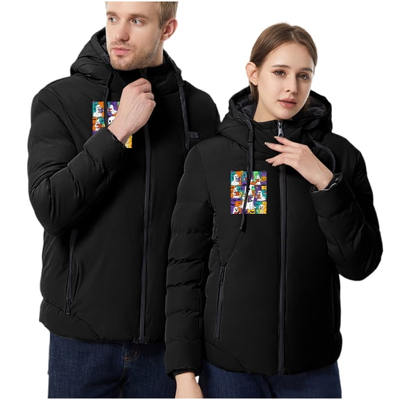 Jinhomg Winter Jacket for Men Women Full Zip Up Hooded Coats Lightweight USB Electric Puffer Coat Warm Winter Heating Outerwear
