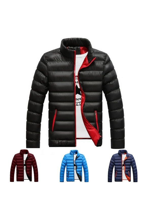 Winter Jackets Big And Tall Men Lightweight Stand Collar Puffer Coats Mountain Snow Waterproof Ski Jacket Black,XXXL