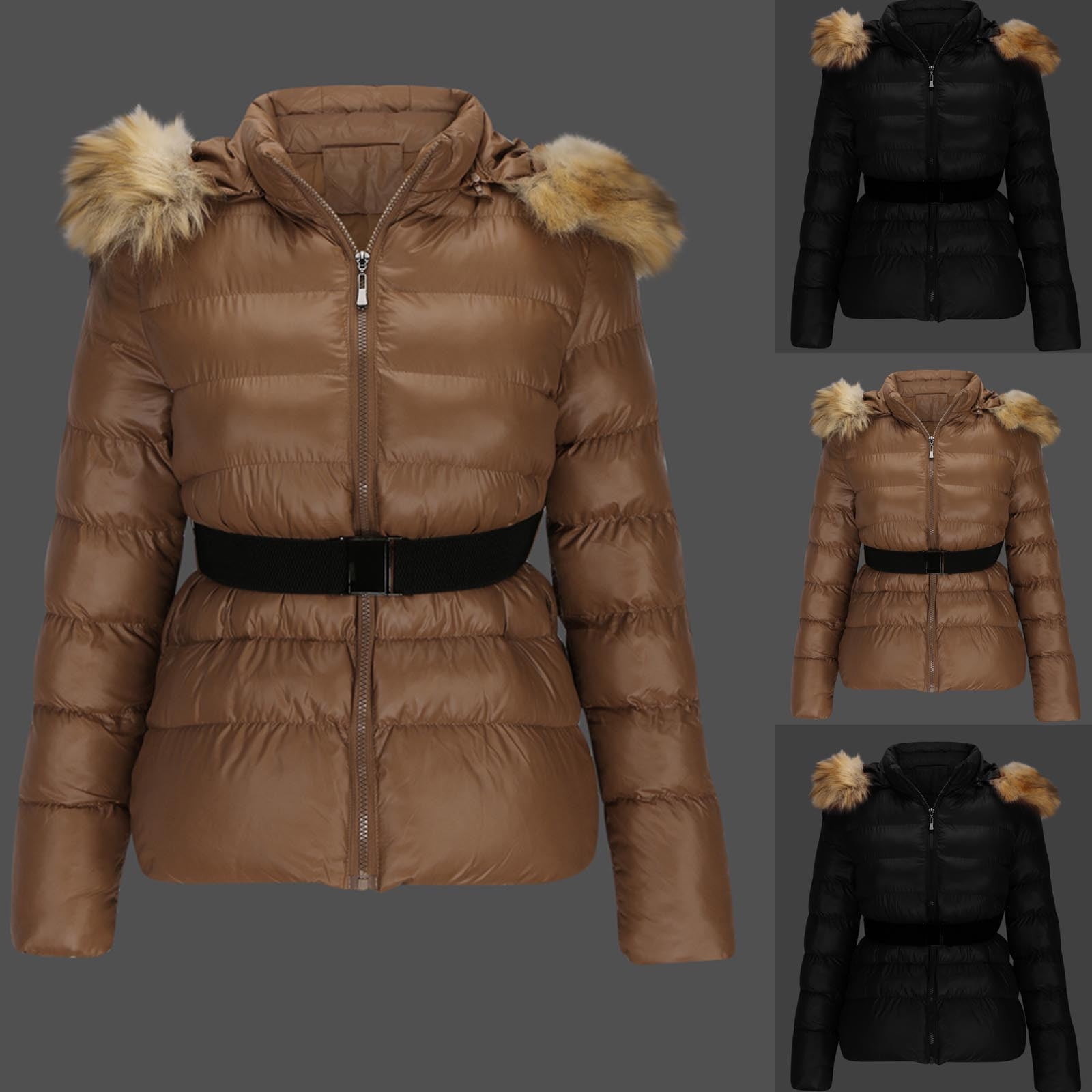 Jinhomg Winter Thicken Puffer Coat for Women Trendy Faux Fur