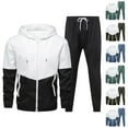 thumbnail image 1 of Jinhomg Winter Tracksuits Men 2 Piece Casual Color Block Sweatsuits Big and Tall Comfy Long Sleeve Full Zip Hoodies with Drawstring Waist Joggers Today's Blue XXXXXXL, 1 of 1