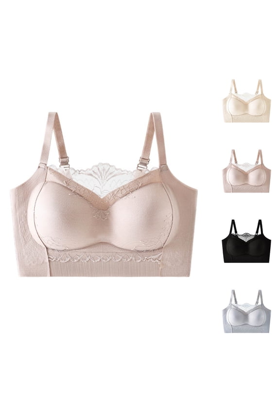 Wireless Bras for Women Easy Movement Daily Comfort Wirefree Bralette Printed Pattern Pullover Style, Comfort Stretch Feel, Soft Lining Khaki L