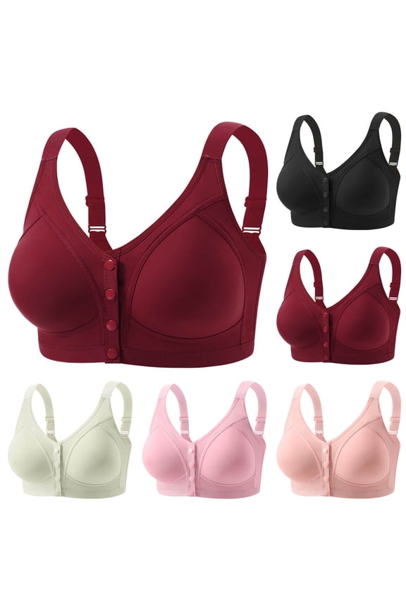 Wireless Push Up Bra Relaxed Fit Relaxed Layering Wirefree Push-Up Bra No Print Front Closure for Workday Layering, Easy Fit Feel, for Wardrobe Basics Hot Pink M