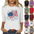 thumbnail image 1 of Jinhomg Women American Flag Patriotic Shirt 3/4 Sleeve 4th of July Tunic Blouses Independence Day Crewneck Tops Star Stripes T Shirt for Ladies Gray M, 1 of 7