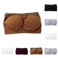 thumbnail image 1 of Jinhomg Women Bandeau Bra Padded Strapless Bralette Bra Seamless Bandeau Tube Top Bra Wine Free Size, 1 of 8