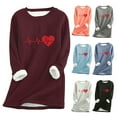 thumbnail image 1 of Jinhomg Women Heart Print Fleece Shirt Holiday Thermal Cozy Long Sleeve Tunic Tops Plus Size Soft Sherpa Lined Sweatshirts Blue XXXL, 1 of 6