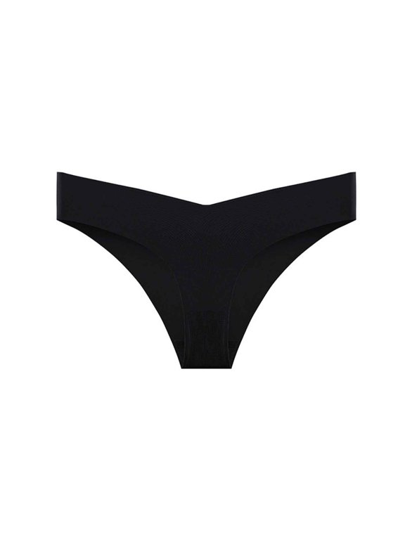 Women Seamless Thongs Underwear V-waisted No Show Ladies No Line Panties Soft Breathable Comfortable Underwear Womens Hipster Thongs Black,M