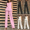 thumbnail image 1 of Jinhomg Women's 2 Piece Suit Sets Sleeveless Two Button Vest and Wide Leg Pants 2025 Fashion Business Casual Work Outfits Pink S, 1 of 8