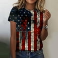 thumbnail image 1 of Jinhomg Women's 4th of July Shirts 3/4 Sleeve Patriotic Shirts Independence Day USA Flag Printed Star Striped Tops Plus Size Holiday Party Clothes Multicolor S, 1 of 5