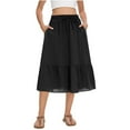 thumbnail image 1 of Jinhomg Women's A Line Midi Skirts Flowy High Waist Tiered Skirts Casual Boho Beach Swing Skirts with Pockets and Drawstring Pink S, 1 of 8