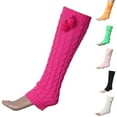 thumbnail image 1 of Jinhomg Women's Cable Knitted Socks Warm Comfy Mid Calf Footless Socks Casual Solid Color Socks Stockings Feet Warmer Daily Wear Prime Big Deal Days Scale Pink Free Size, 1 of 3