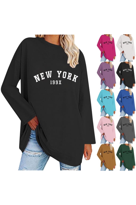 Women's Casual Loose Pullovers Funny Letter Printed Long Sleeve Tees Dressy Cozy Drop Shoulder Holiday Tops Oversized Lightweight Going Out Wear Women Green XXL