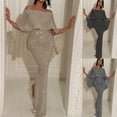 thumbnail image 1 of Jinhomg Women's Cocktail Dresses Glitter Sparkle off Shoulder Midi Sequins Dress Trendy Split Bodycon Pencil Dresses formal Evening Gown Wedding Guest Prom Dress Silver XXL, 1 of 7