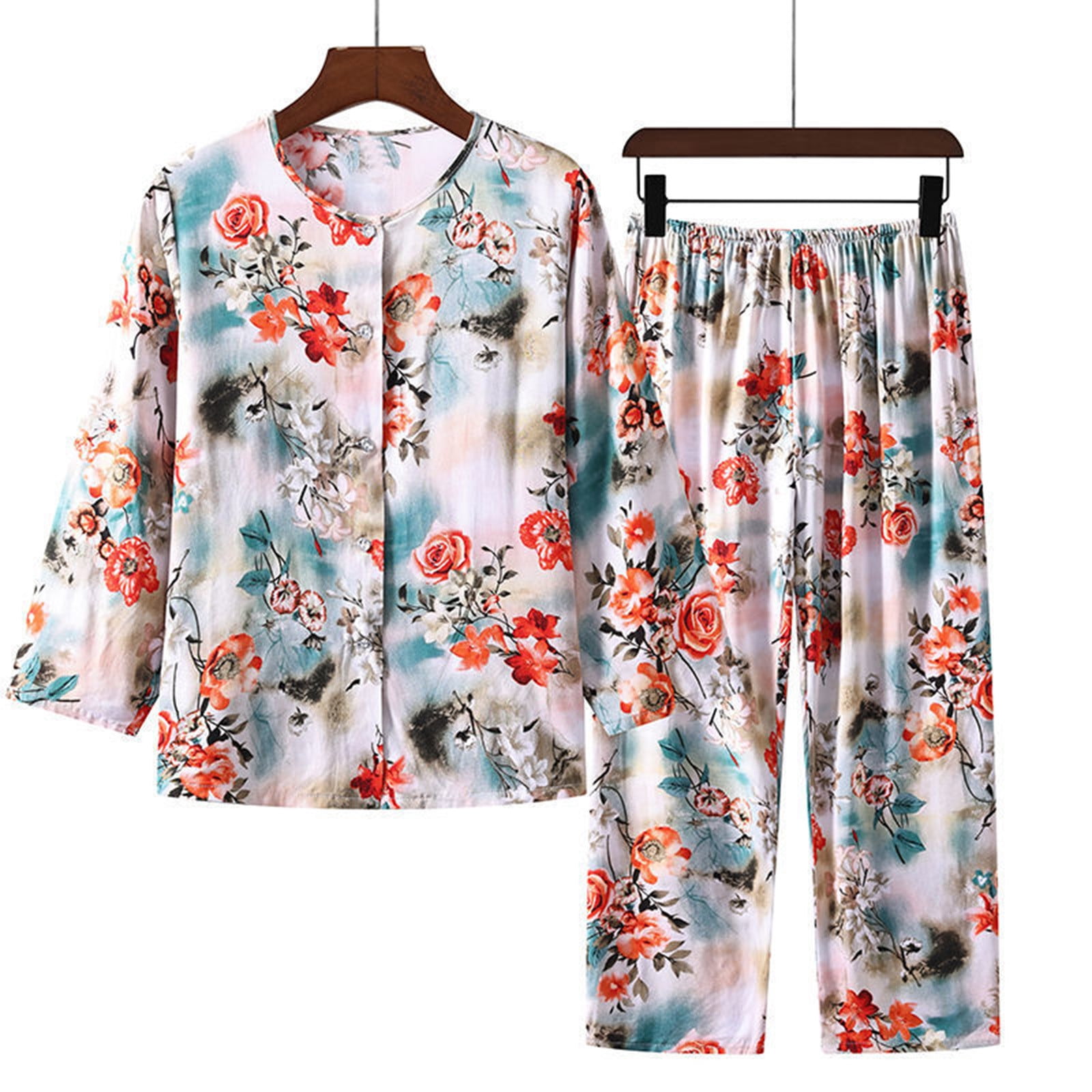 Jinhomg Women's Comfy Pajama Sets 2 Piece Fall Lightweight Sleepwear ...