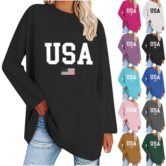 Jinhomg Women's Dressy Casual Blouse Trendy Long Sleeve Letter Printed Tee Shirts Oversized Comfy Drop Shoulder Tops Fall Lightweight Loose Going Out Wear Black ang friday Deal Gray M