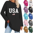 thumbnail image 1 of Jinhomg Women's Dressy Casual Blouse Trendy Long Sleeve Letter Printed Tee Shirts Oversized Comfy Drop Shoulder Tops Fall Lightweight Loose Going Out Wear Sky Blue XXL, 1 of 4