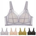 thumbnail image 1 of Jinhomg Women's Everyday Bras, Plus Size Wireless Sheer Lace Full-Coverage Bra for daily and T-shirt wear, Back Closure, Lace No Print, Soft Support Beige 42, 1 of 5