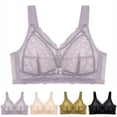 thumbnail image 1 of Jinhomg Women's Everyday Bras, Plus Size Wireless Sheer Lace Full-Coverage Bra for daily and T-shirt wear, Back Closure, Lace No Print, Soft Support Yellow 44, 1 of 5