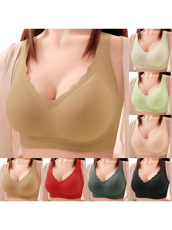 Women's Everyday Bras, Wireless Seamless Jelly Push Up Bra for daily, work and T-shirt wear, Pull-On Closure, Solid No Print, Lightly Padded Support Black XXXL