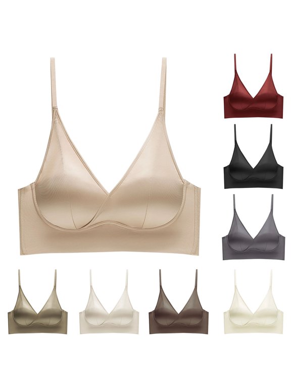 Women's Everyday Bras, Wireless Triangle Bralette Crop Top for daily, work and T-shirt wear, Pull-On Closure, Solid No Print, Lightly Padded Support Black M