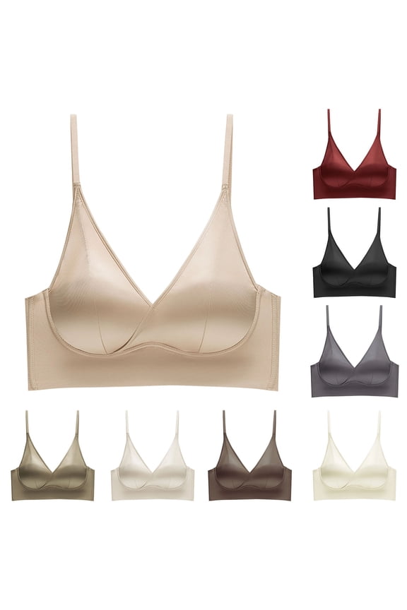 Women's Everyday Bras, Wireless Triangle Bralette Crop Top for daily, work and T-shirt wear, Pull-On Closure, Solid No Print, Lightly Padded Support Dark Gray XXL