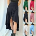 thumbnail image 1 of Jinhomg Women's Fashion Skirts Elegant Ruffle Slit Maxi Skirt Casual High Waist Asymmetrical Skirts 2025 Flowy Wedding Party Skirt Green M, 1 of 9