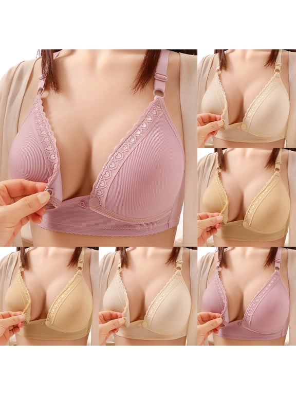 Women's Front Closure Push Up Bra Wide Strap Underwire Sheer Bras Full Coverage Plunge Bralette Khaki 44