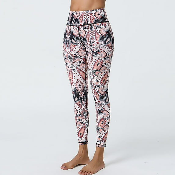 Jinhomg Women's High Waist Tummy Control Leggings Fashion Print Yoga Pants Slim Fit Stretch Athletic Leggings 90 off Clearance Sale White S