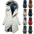 thumbnail image 1 of Jinhomg Women's Hooded Puffer Coat Fleece Lined Sherpa Down Jackets Thicken Zip Up Warm Puffy Outerwear Long Padded Coats with Pockets, 1 of 7