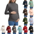 thumbnail image 1 of Jinhomg Women's Maternity Shirts Mock Neck Long Sleeve Pregnancy Tops Side Ruched Maternity Tees Mama Casual Fall Winter Clothes Rebajas de otoño Beige XXXL, 1 of 8