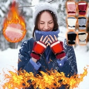 JINHOMG Women's Men's USB Heated Gloves Knitting Hands Fingerless Convertible Mittens Thermal Cozy Winter Heating Warmer with Button Sales Today Clearance Black Free Size