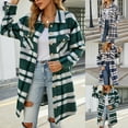 thumbnail image 1 of Jinhomg Women's Oversized Plaid Shacket Casual Comfy Long Sleeve Button Down Shirt Jacket 2026 Trendy Mid Length Boyfriend Coat Army Green M, 1 of 9
