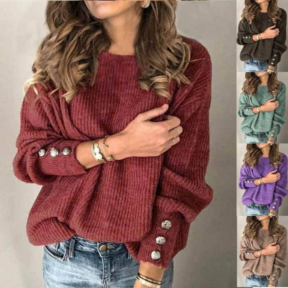 Jinhomg Women's Oversized Turtleneck Chunky Sweaters Cowl Neck Buttons Long Sleeve Pullover Winter Slouchy Loose Knit Sweaters Coffee,L