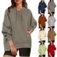 thumbnail image 1 of Jinhomg Women's Oversized Y2K Sweatshirts Dressy Casual Solid Hooded Pullovers Fall Lightweight Comfortable Long Sleeve Drawstring Hoodies Red S, 1 of 9
