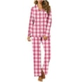 thumbnail image 1 of Jinhomg Women's Plaid Pajamas Sets 2 Piece Plus Size Comfy Fall Sleepwear Casual Long Sleeve Button Down Shirts and Straight Leg Pant Multicolor L, 1 of 4