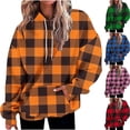 thumbnail image 1 of Jinhomg Women's Plus Size Hoodies Trendy Oversized Plaid Print Sweatshirt Loose Comfy Long Sleeve Drawstring Hoodie with Kangaroo Pocket Pink M, 1 of 5